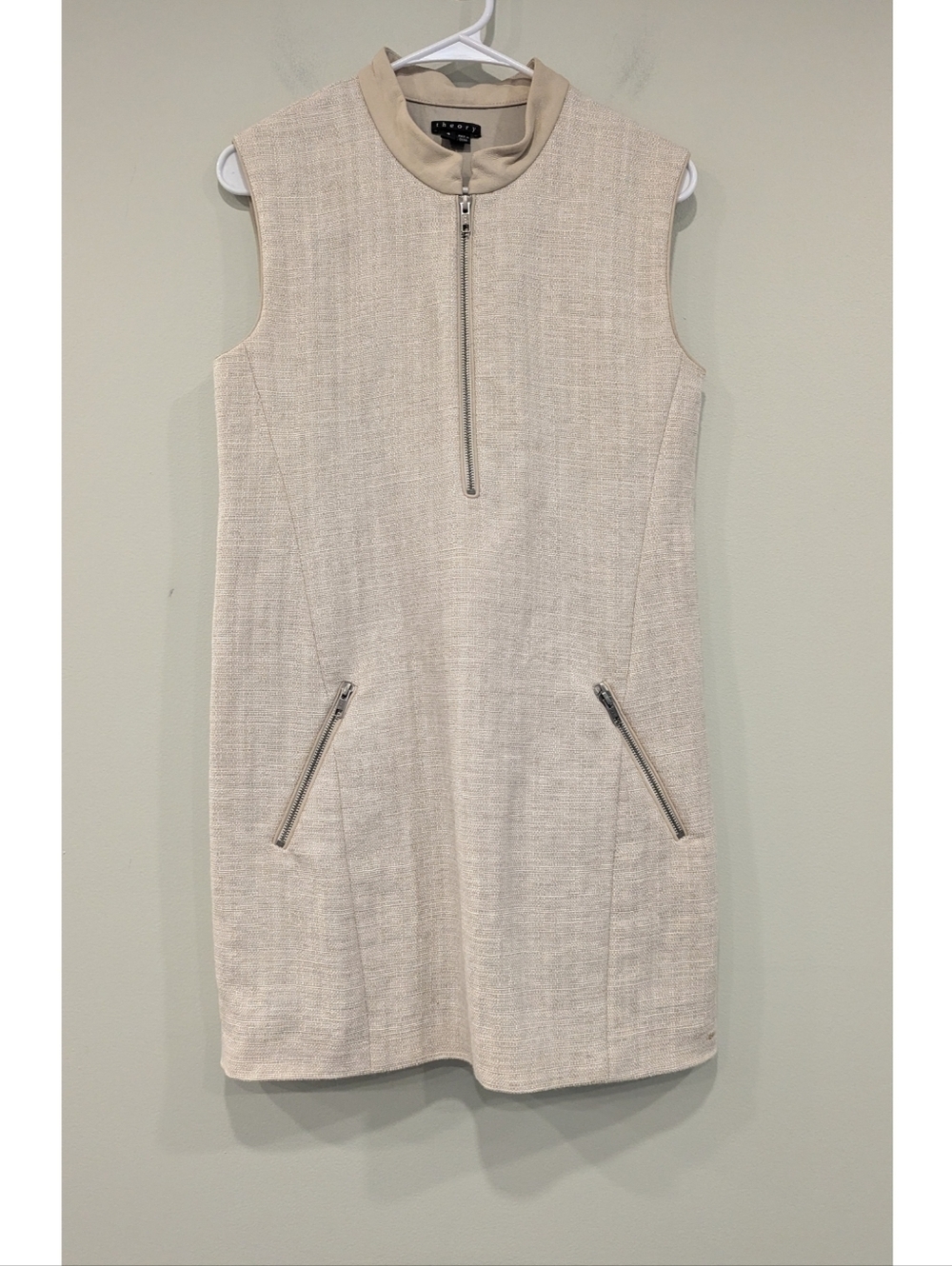 Theory Emoran Silk Wool Blend Sleeveless Shift Dress Size 4